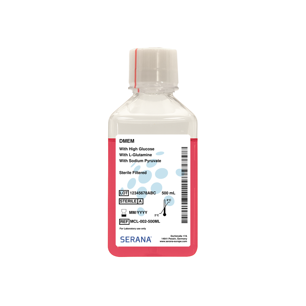 Dulbecco's Modified Eagle's Media (DMEM), Sterile Filtered, 500 ml