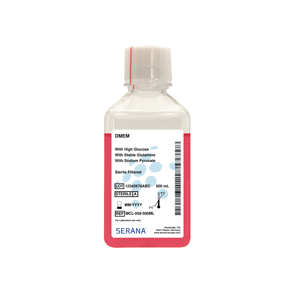 Dulbecco's Modified Eagle's Media (DMEM), Sterile Filtered, 500 ml