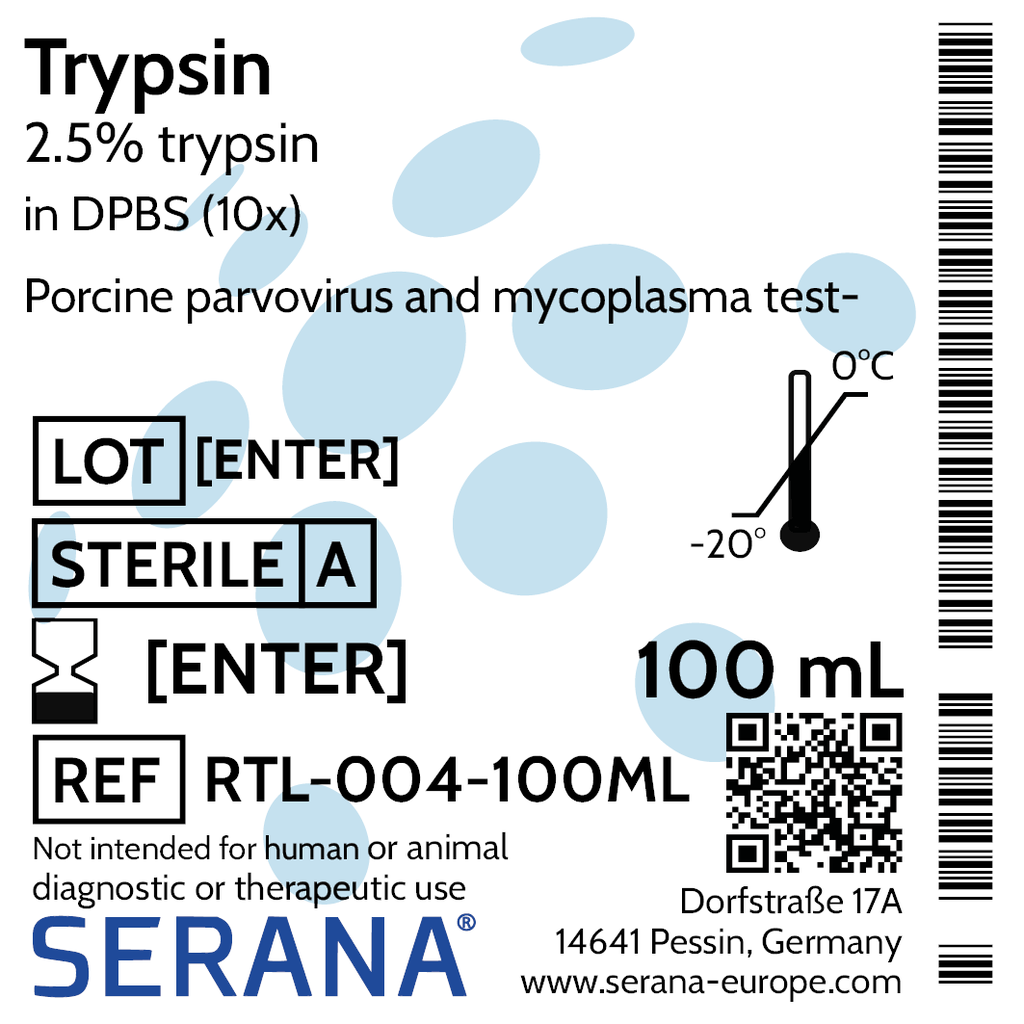 (10X) Trypsin (2.5%) in PBS (1X), Sterile Filtered, 100 ml