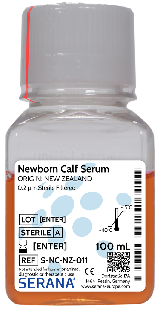 Newborn Calf Serum, New Zealand, Sterile Filtered, 100 ml