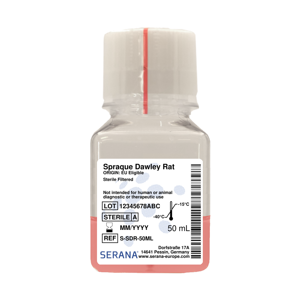 Sprague Dawley Rat Serum, EU Approved, Sterile Filtered, 50 ml
