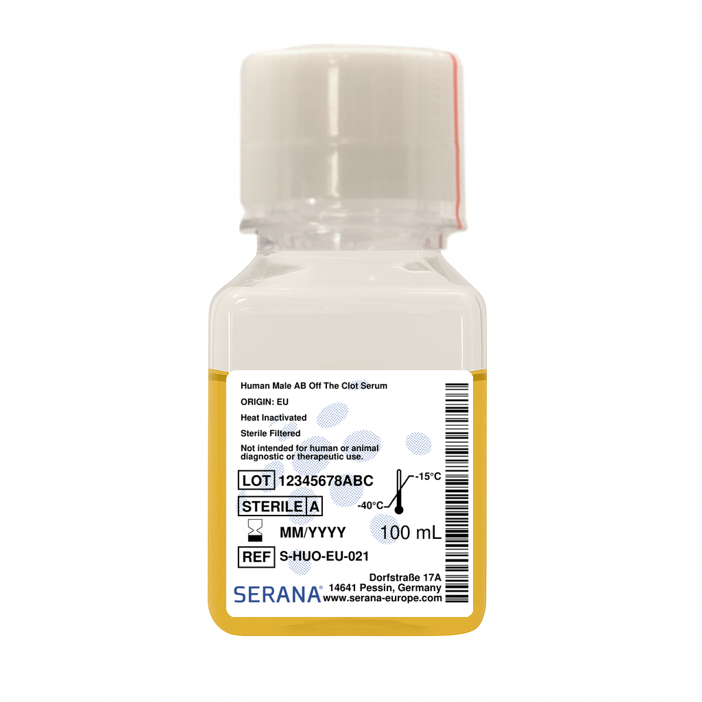 Human Serum, Male AB, Off the Clot, Heat Inactivated, Sterile Filtered, 100 ml