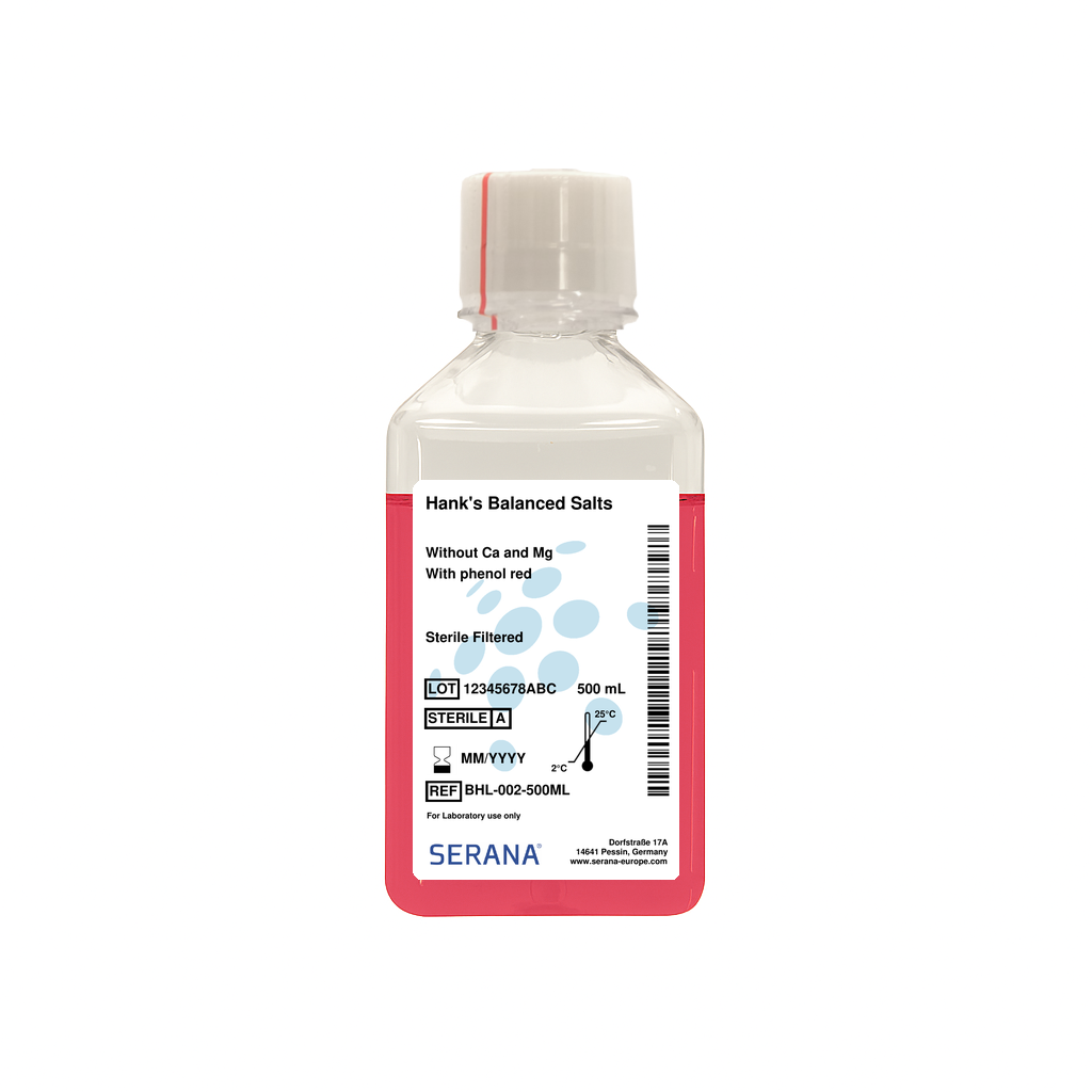 Hank's Balanced Salts Solution, Sterile Filtered, 500 ml