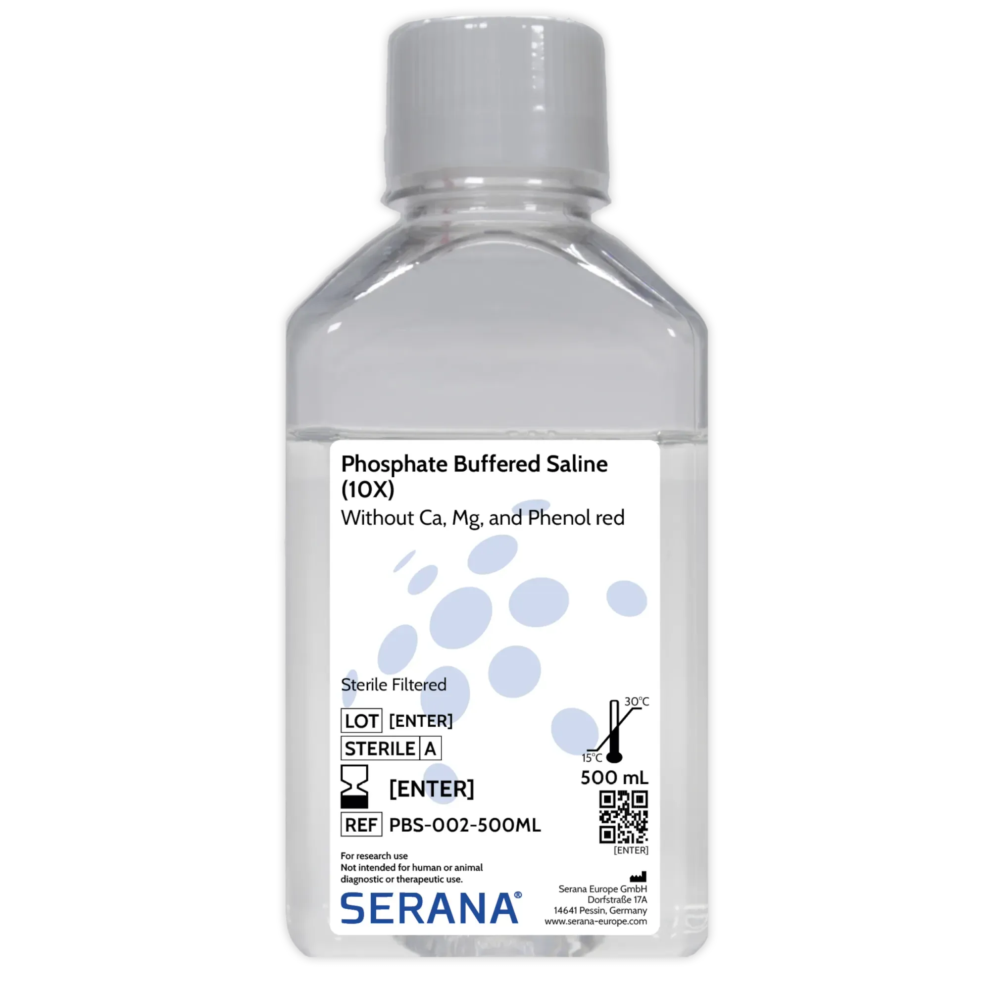 Phosphate Buffered Saline(10X), Low endotoxin, Sterile Filtered, 500 ml
