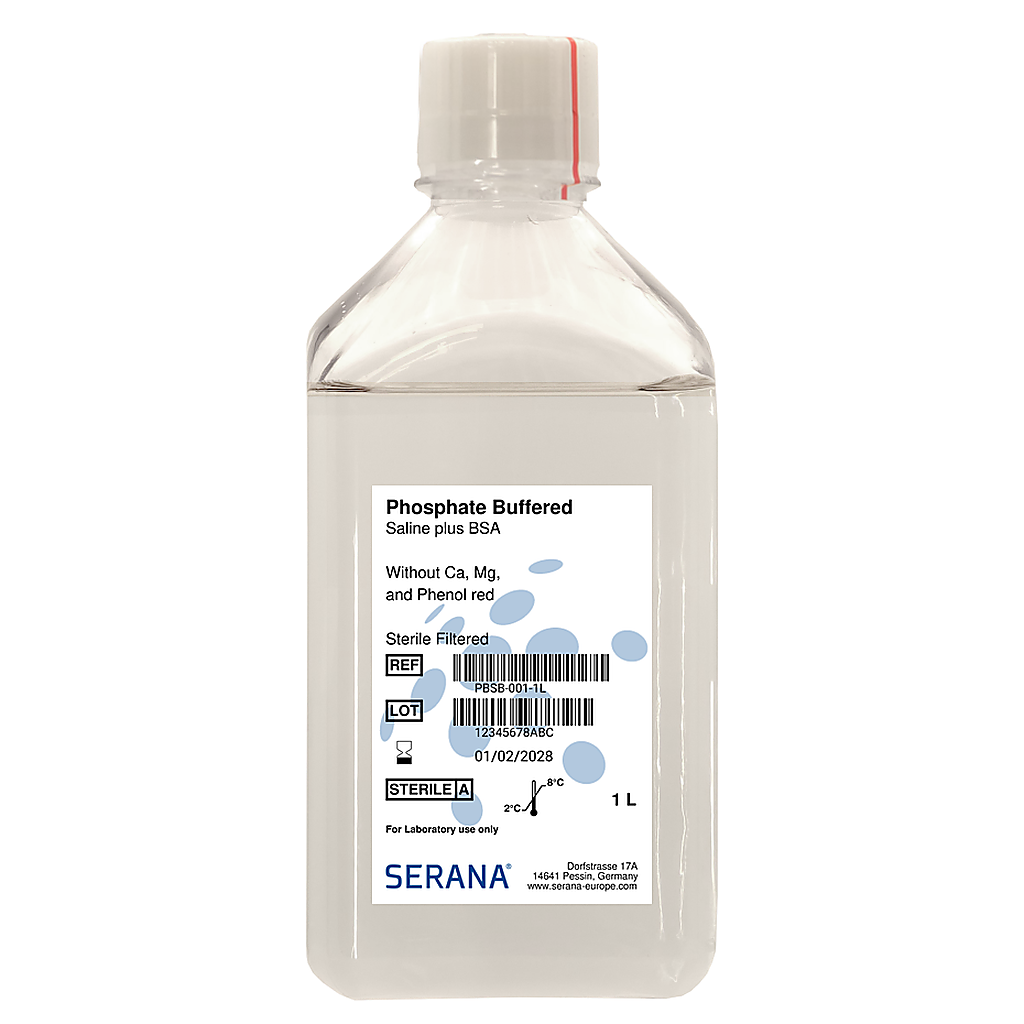 PBS with 0.2% BSA and 0.09% sodium azide, Sterile Filtered, 1 L