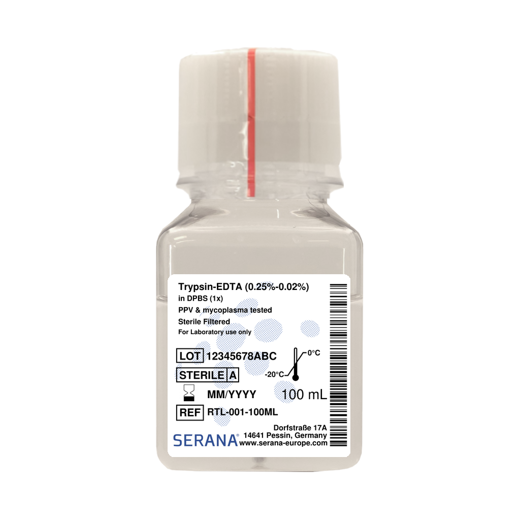 Trypsin-EDTA (0.25%-0.02%) in PBS (1X), Sterile Filtered, 100 ml