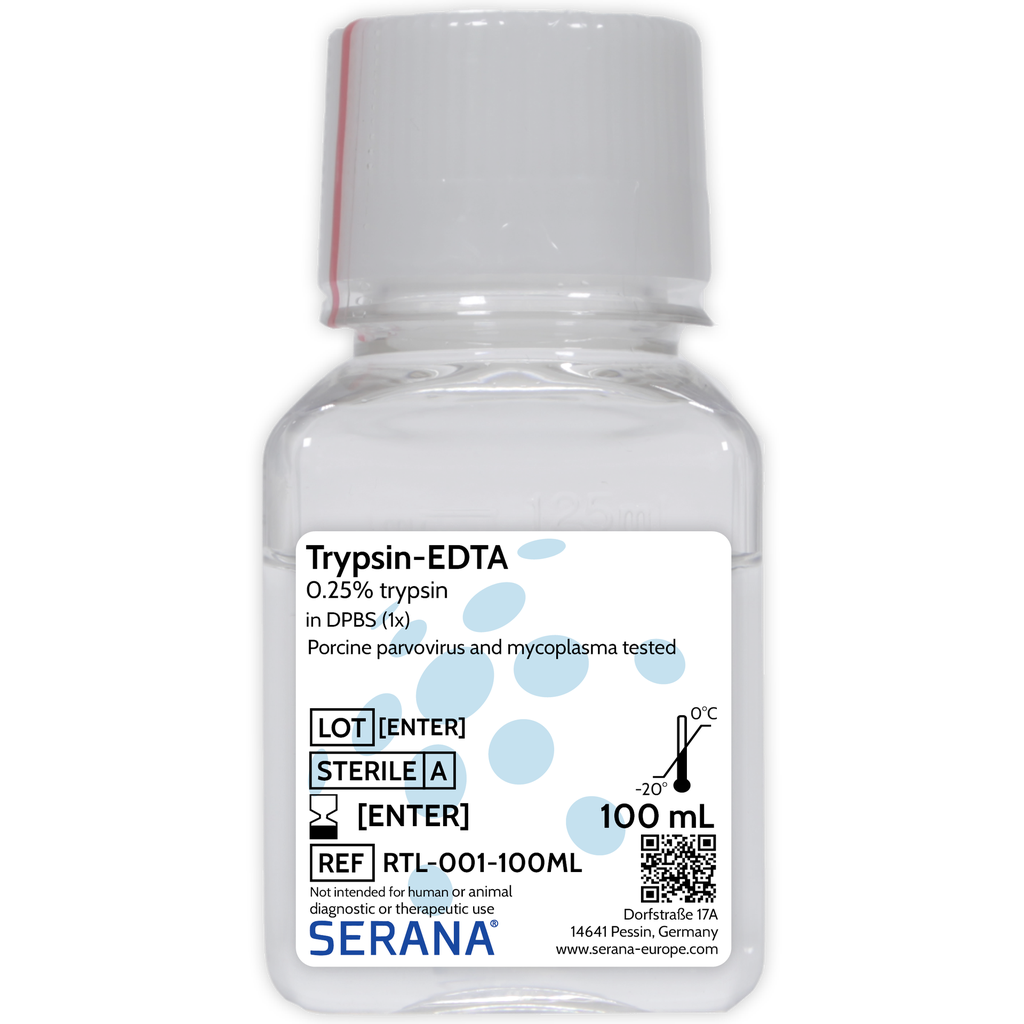 Trypsin-EDTA (0.25%-0.02%) in PBS (1X), Sterile Filtered, 100 ml