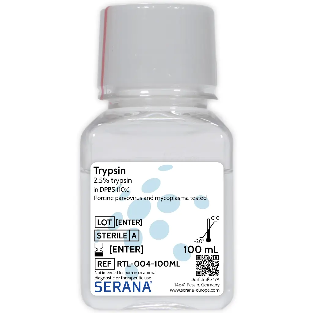 (10X) Trypsin (2.5%) in PBS (1X), Sterile Filtered, 100 ml