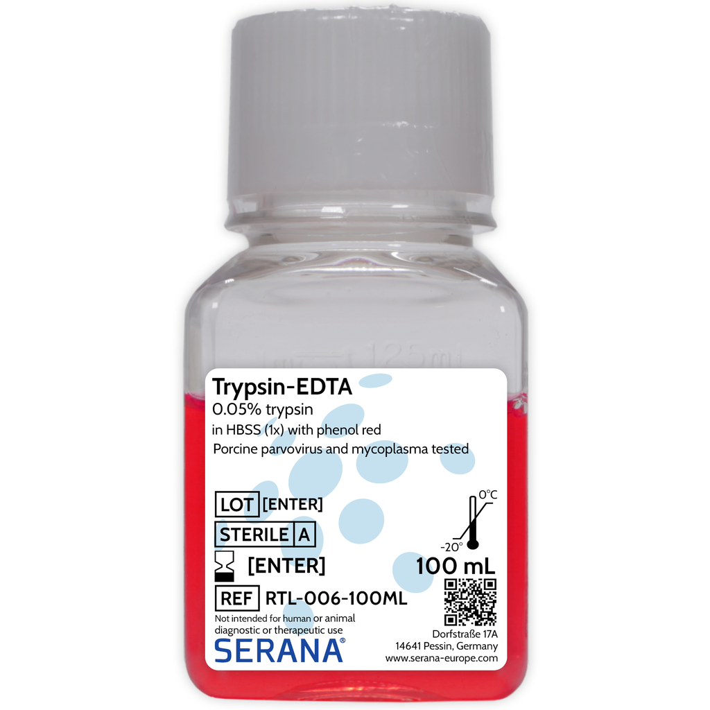 Trypsin-EDTA (0.05%) in HBSS (1X), Sterile Filtered, 100 ml