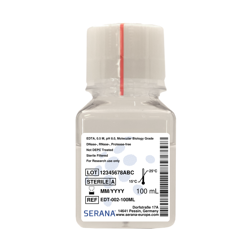 EDTA, 0.5 M, pH 8.0, Molecular Biology Grade, Sterile filtered, 100 ML  