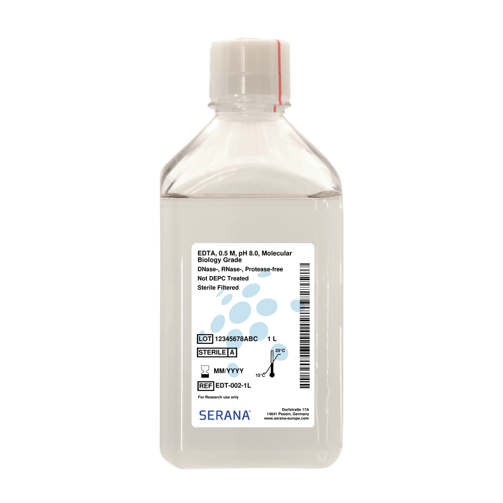 EDTA, 0.5 M, pH 8.0, Molecular Biology Grade, Sterile filtered, 1L  