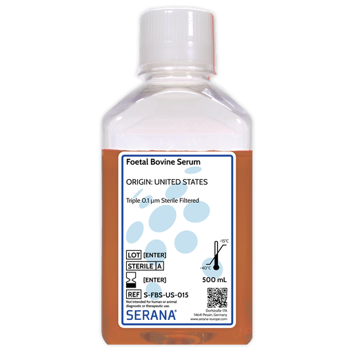 [S-FBS-US-015] Fetal Bovine Serum, United States, Sterile Filtered, 500 ml