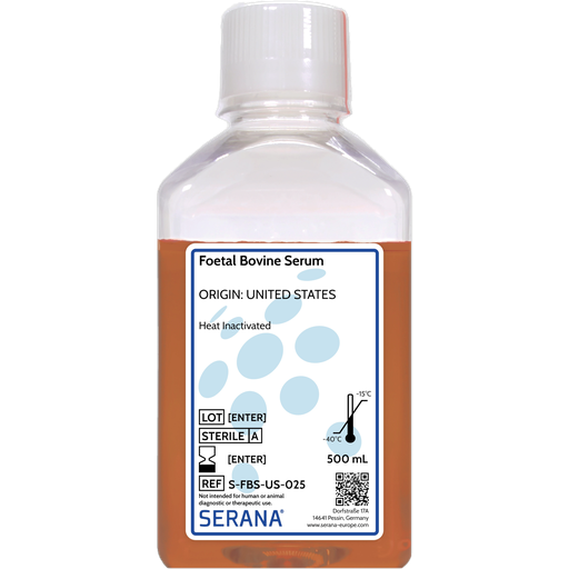 [S-FBS-US-025] Fetal Bovine Serum, United States, Heat Inactivated, 500 ml
