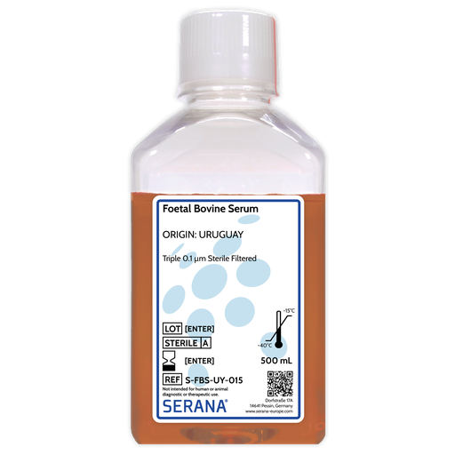 [S-FBS-UY-015] Fetal Bovine Serum, Uruguay, Sterile Filtered, 500 ml