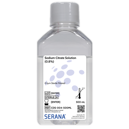 [CDS-004-500ML] Sodium Citrate Solution (0.8%), Sterile Filtered, 500 ml