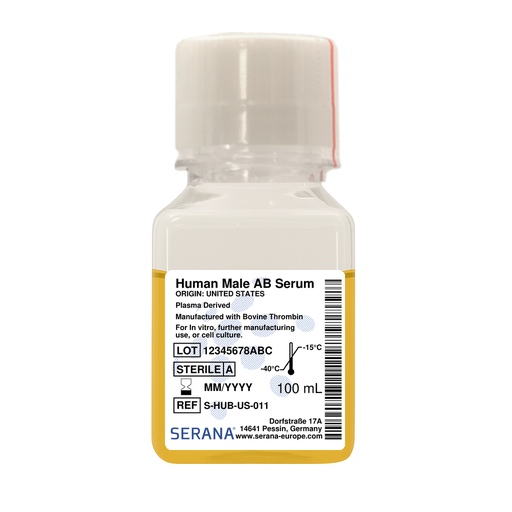 [S-HUB-US-011] Human Serum, Male AB, Plasma Derived, Sterile Filtered, 100 ml
