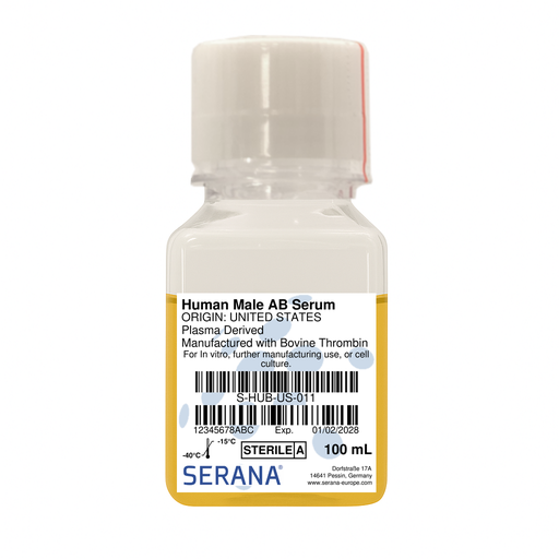 [S-HUB-US-011] Human Serum, Male AB, Plasma Derived, Sterile Filtered, 100 ml