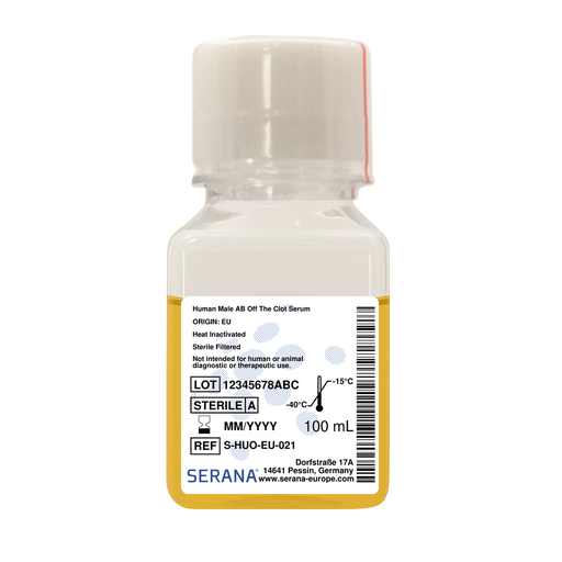 [S-HUO-EU-021] Human Serum, Male AB, Off the Clot, Heat Inactivated, Sterile Filtered, 100 ml