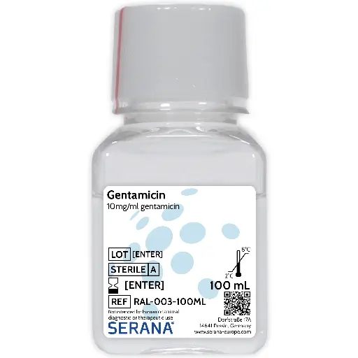 [RAL-003-100ML] Gentamicin Solution (10mg/ml), Sterile Filtered, 100 ml