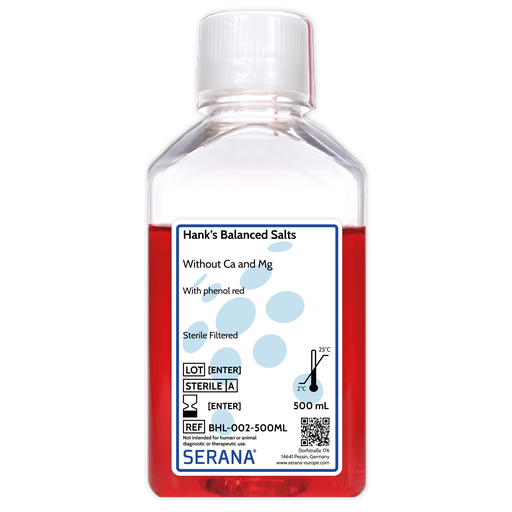 [BHL-002-500ML] Hank's Balanced Salts Solution, Sterile Filtered, 500 ml