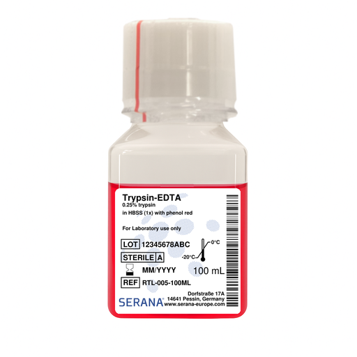 [RTL-005-100ML] Trypsin-EDTA (0.25%-0.02%) in HBSS (1X), Sterile Filtered, 100 ml