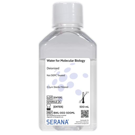 [BWL-002-500ML] Water for Molecular Biology, Sterile filtered, 500 ml