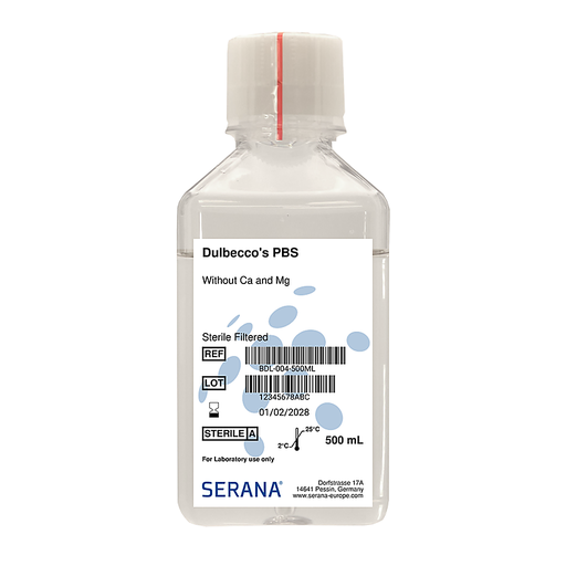 [BDL-004-500ML] Dulbecco's PBS, Sterile Filtered, without Calcium and Magnesium 500 ml 