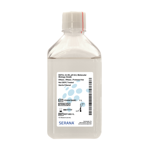 [EDT-002-1L] EDTA, 0.5 M, pH 8.0, Molecular Biology Grade, Sterile filtered, 1L  